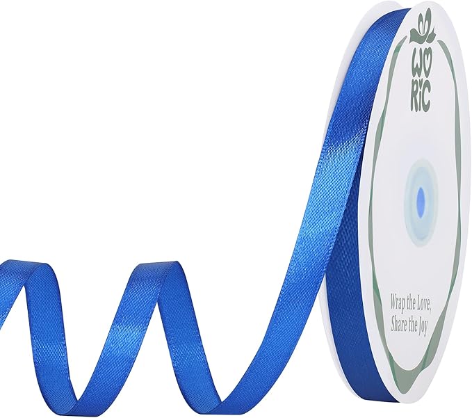 woric 120 Yards Royal Blue Ribbon 3/8 Inch Thin Satin Ribbons | Gift Wrapping by woric