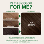 Naturigin Permanent Hair Dye - 4.0 Brown - 100% Gray Coverage, Long-Lasting Natural hair Color - Ammonia & Paraben-Free, Vegan and Plant-Infused Formula (Pack of 1)