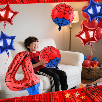 40 Inch Spider Theme Number Balloon, Number Block Foil Number 4 Balloons Large - Image 4