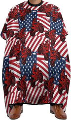 Unisex Motorcycle Motocross Dirt Bike American Flag Hair Styling Cape, Lightweight Salon Cape Apron for Home Stylists, Haircut Tools