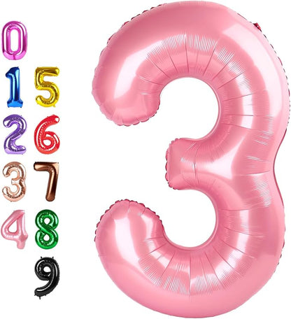 Number Balloons Pearl Pink 3 Balloon 40 inch by Enyeopd