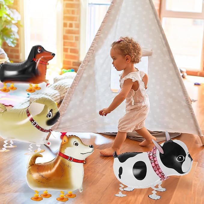 6 Pcs Walking Dog Balloons for Kids, Animal Birthday Balloons, Walking Animal - Image 3