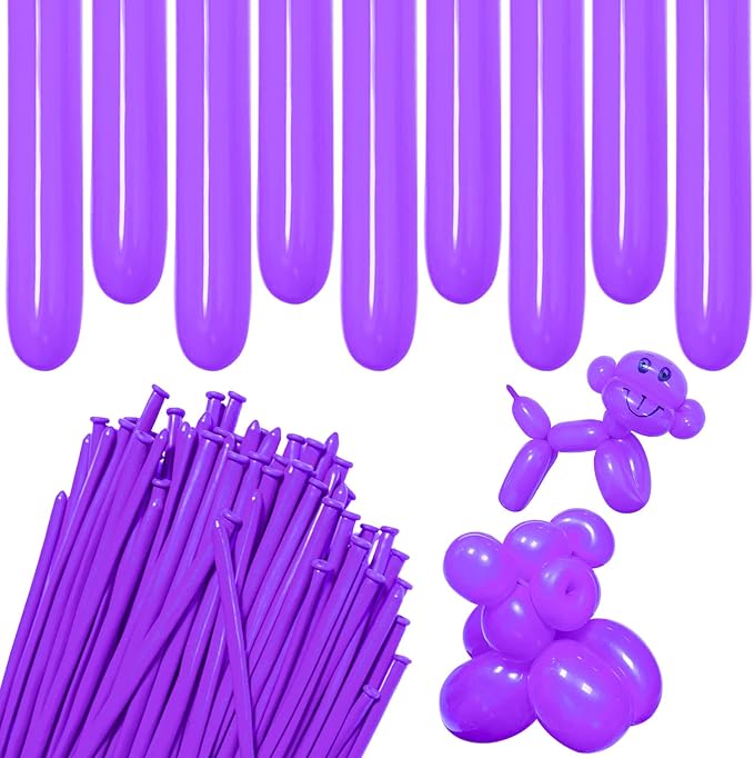 Purple 260 Long Skinny Twisting Animal Balloons, Rainbow Balloons by ZBYDNG