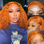 GOLFMAX Ginger Water Wave Bob Wig Human Hair Transparent HD 13x4 Lace Front Human Hair Wig 10 Inch Short Bob Wig Glueless Wigs Human Hair Pre Plucked With Baby Hair