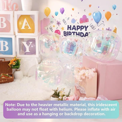 Biapian 12 Pcs Iridescent Foil Balloons, Different Size Holographic Balloons - Image 6