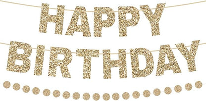 Alynta Happy Birthday Banner Pre-Strung Glitter Birthday Party Decorations | NO by Alynta
