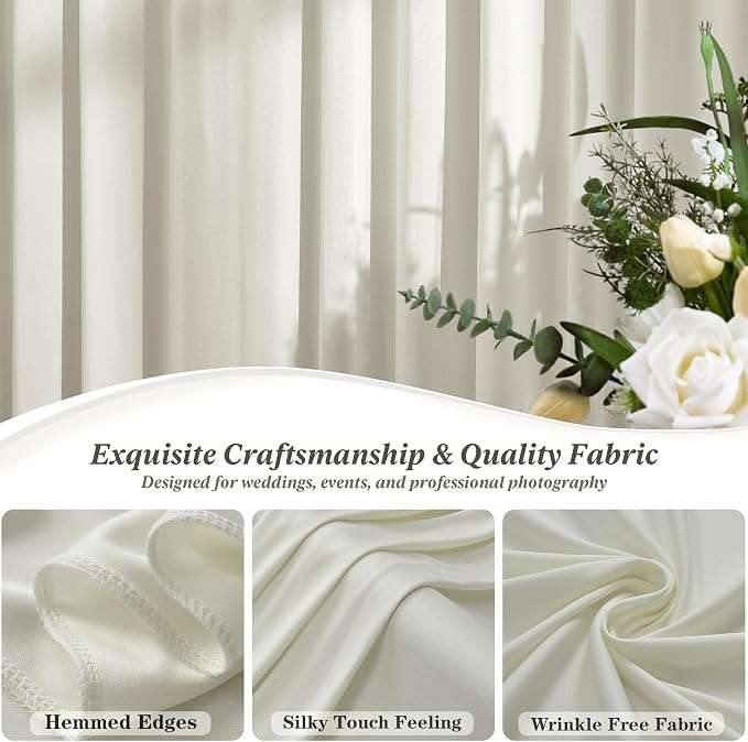 20 ft x 10 ft Wrinkle Free Beige Backdrop Curtain - Image 2