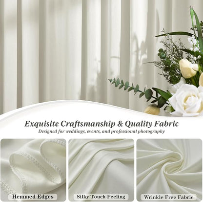 20 ft x 10 ft Wrinkle Free Beige Backdrop Curtain - Image 2