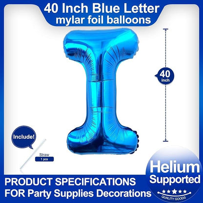 40 Inch Blue Letter I Balloons, DIY Phrase Foil Alphabet Letter I Balloons DIY - Image 2
