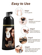 Chestnut Brown Hair Dye Shampoo 3 in 1, Natural Hair Dye to Cover Gray Hair, 400 ML