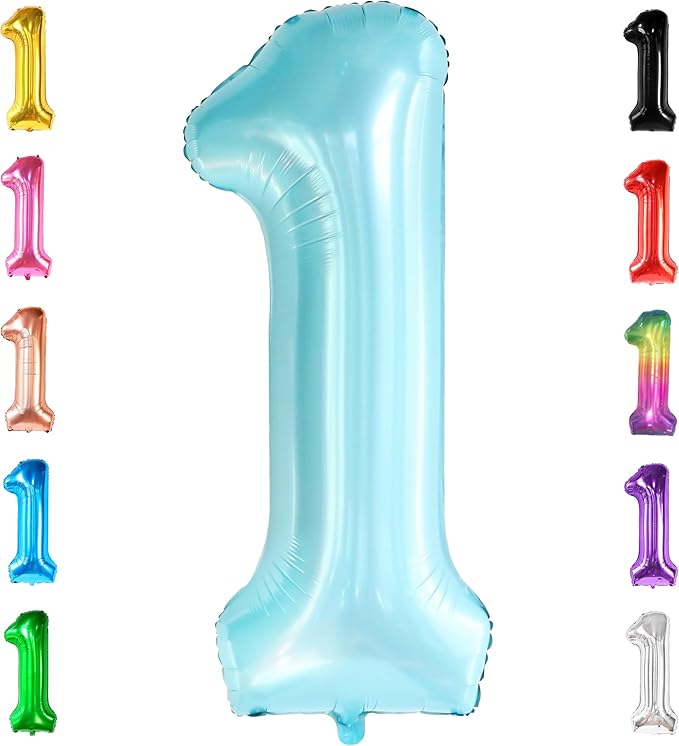 KatchOn Light Blue 1 Balloon Number 40 Inch | Light Blue One Balloon by KatchOn