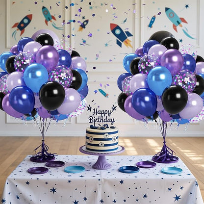 Black Purple Blue Balloons Set, 12 Inch Metallic Blue Purple Balloon Helium - Image 4