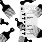 Plastic Hair Pick Comb – Wide Tooth Afro Lift Picks - Pack of 10 Combs - 5.25 Inch - for Styling Lifting Detangling Adding Volume for Long Curly and Thick Hair, Wigs and Beards for Men & Women