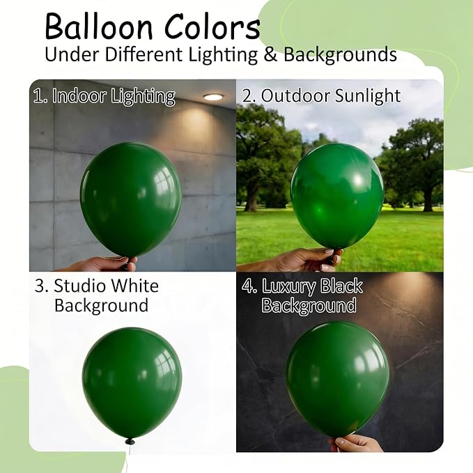 100PCS 5 Inch Small Dark Green Balloons, 5” Matte Forest Green | Mini Balloons - Image 3