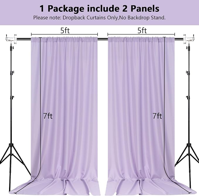 Lavender Backdrop Curtain for Parties Wedding Light Purple Background Curtains - Image 2