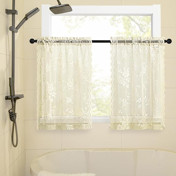 SEEKRIGHT Ivory Kitchen Cafe Curtains - Image 3