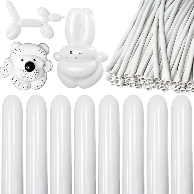 260 Balloons White Twisting Animal Balloon Thickening Latex Modeling Long Magic by Kawkalsh