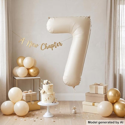 40 Inch Cream Foil Number 7 Balloon - Image 4