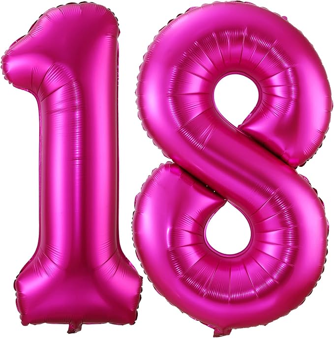 Hot Pink 18 Balloon Numbers, 40 Inch 18th or 81st Birthday Balloon Foil Mylar by BBPOOL