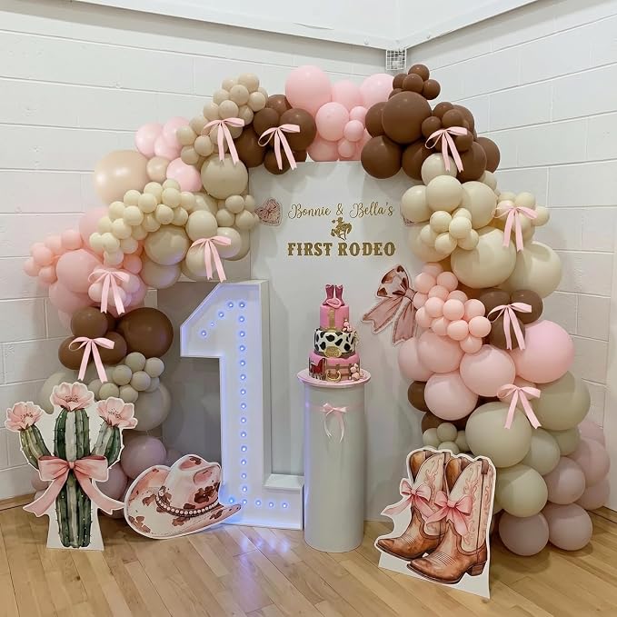 Cowgirl Balloon Arch Kit, Western Birthday Party Decor | 141Pcs Pink Brown - Image 7