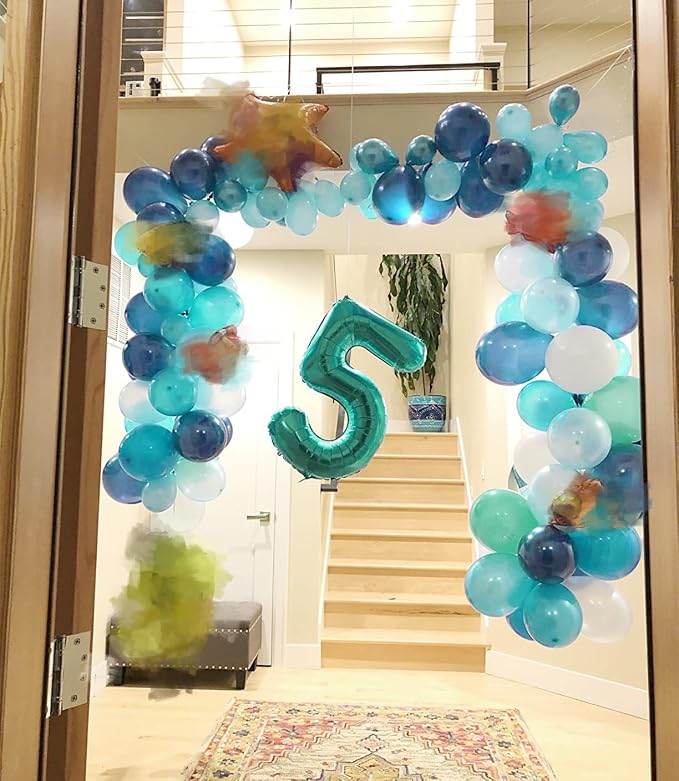 Number Balloons Teal Blue 5 Balloon 40 inch - Image 3