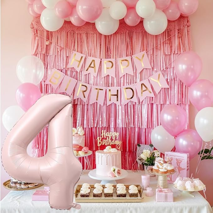 40 Inch Pastel Pink Number Balloon 4, Large Self Inflating Retro Dusty Pink - Image 7