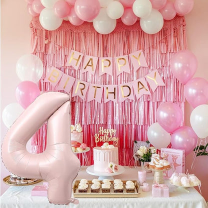 40 Inch Pastel Pink Number Balloon 4, Large Self Inflating Retro Dusty Pink - Image 7
