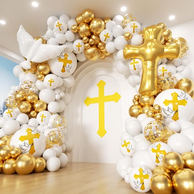 First Communion Balloon Garland Kit 160Pcs, Baptism Balloon, First Holy by PTGOLUO