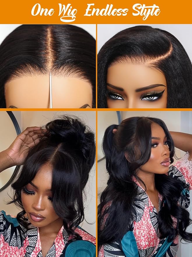 Julia Hair 13x4 Pre-Everything™ Loose Body Wave Human Hair Wig HD Lace Frontal Glueless Wig with Drawstring Face Framing Curtain Bangs Frontal 3D Body Wave Wig for Black Women Put On and Go 16 Inch