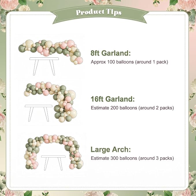 Sage Green Balloon Arch Kit for Baby Shower Bridal Shower Decorations | 124Pcs - Image 8