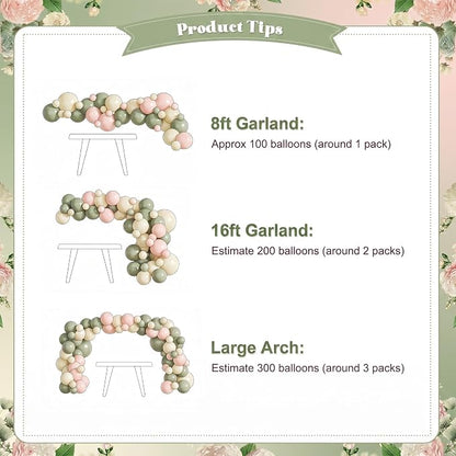 Sage Green Balloon Arch Kit for Baby Shower Bridal Shower Decorations | 124Pcs - Image 8