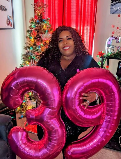 9 Balloon Number 40 Inch Hot Pink Balloons - Image 3