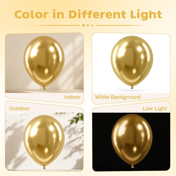 Metallic Gold Balloons, 12 Inch Chrome Gold Latex Party Balloons | 30 Pack Gold - Image 7