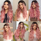 Ombre Bundles Human Hair 1Bpink Body Wave Bundle Brazilian Virgin Remy Hair 3 Bundles 26 28 30 Inch Double Weft 2 Tone Black and Pink Body Wave Bundle Hair Weave 300g