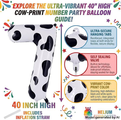40" Cow Print Foil Number 7 Balloon - Image 2