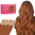 WENNALIFE Tape in Hair Extensions Human Hair, 20pcs 40g 12 inch Dirty Ginger Remy Hair Extensions Straight Human Hair Tape in Extensions Skin Weft Tape Extensions Human Hair