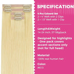 Lashey Clip in Hair Extensions Real Human Hair 4pcs 58g 24 Inch Straight Seamless Clip in Hair Extensions Human Hair Highlights #613 Blonde