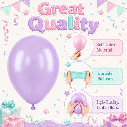Mermaid Balloons for Girls Party Decor | 12 Inch Pink Purple Mermaid Theme - Image 3