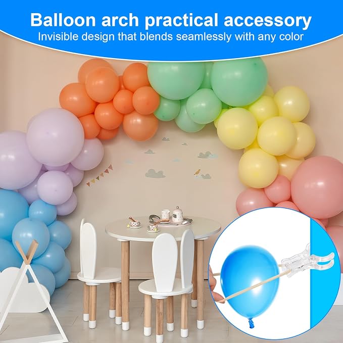 10pcs Balloon Arch Clips & 100pcs Balloon, Transparent Clear Backdrop Heavy - Image 3
