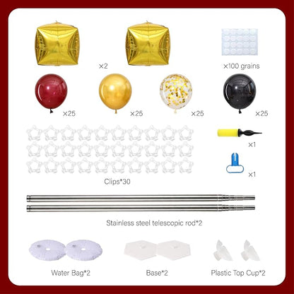 Black Burgundy Gold Balloons Column Stand 2 Sets, Balloon Towers | 102Pcs - Image 2