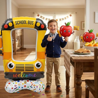 School bus decorations & Apple Foil Balloons Set | Features 1 interactive - Image 5