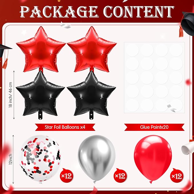Lunmon 4 Set Red and Black Balloon Centerpieces - Image 2