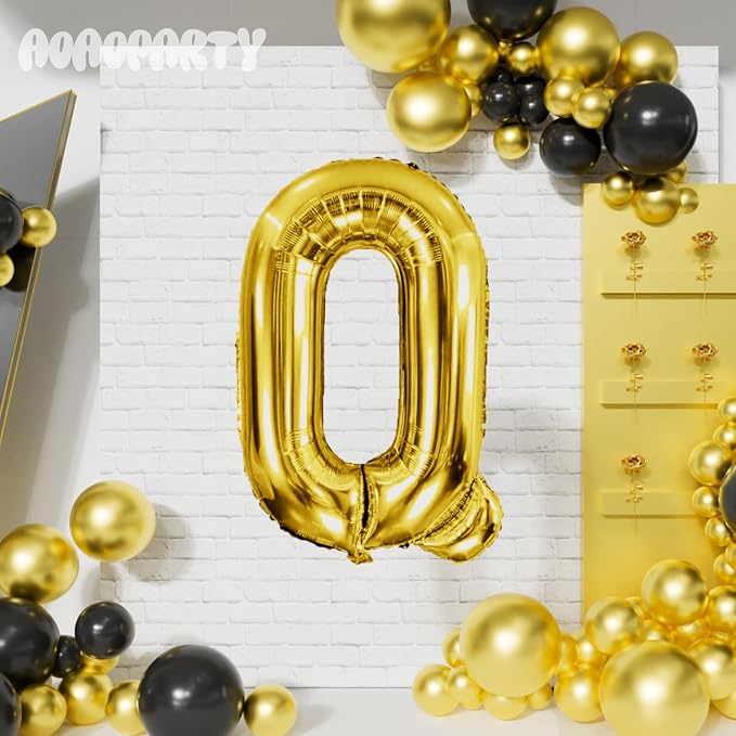 Letter Balloons Gold 40 Inch Q Large Giant Big Foil Mylar Balloon | - Image 4