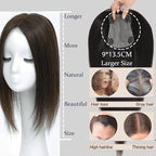 Hair Toppers for Women Real Human Hair, 360° 3D Human with Thinning Upgrade Middle Part Clip in Bangs Topper Hair Pieces for Women Daily (Medium Brown, 16 Inch-3D-Side)