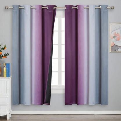 Ombre Grey and Purple Blackout Curtains 72 Inch Length 2 Panels, Full Room - Image 2