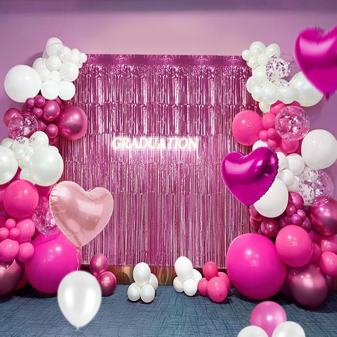 Hot Pink White Balloons Garland Arch Kit - Image 6