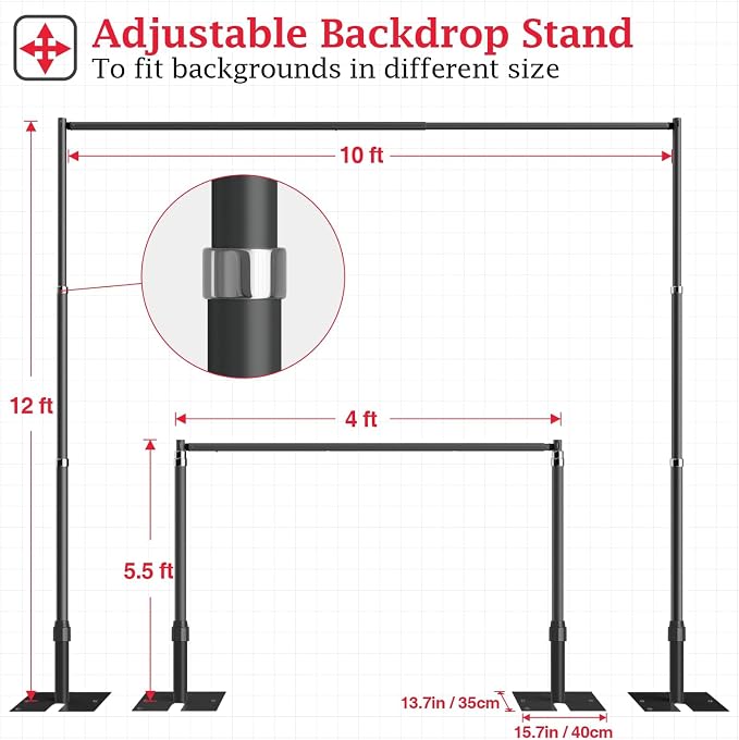 EMART 12x10ft Heavy Duty Backdrop Stand Frame - Image 3