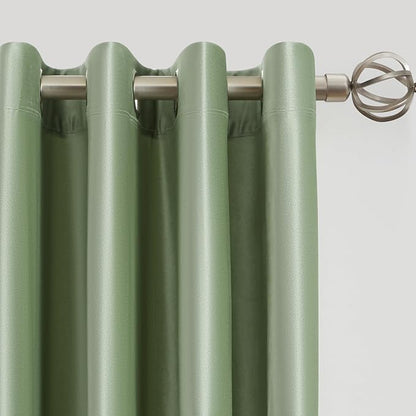BULBUL Velvet Sage Green Grommet Blackout Curtains 72 inch - Image 2