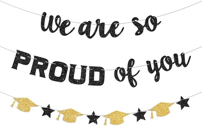We Are So Proud of You Banner Black Prestrung Graduation Banner Graduation by Blopee