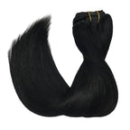 GOO GOO Clip in Hair Extensions Real Human Hair, Remy Human Hair Extensions Clip ins for Women, Natural Human Hair, 26inch 135g 7Pcs, 1 Jet black